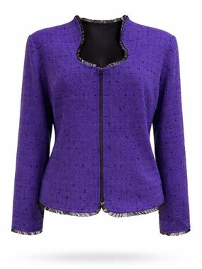 Joseph Ribkoff Purple Textured Jacket Size 18 Zip Front